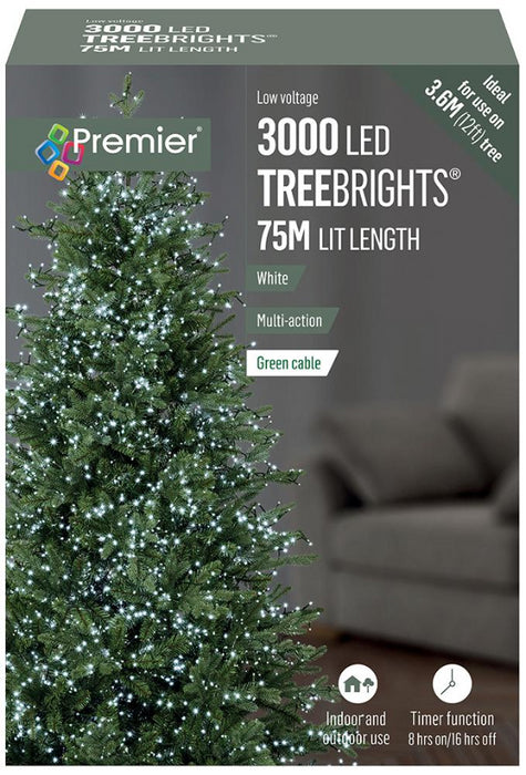 Raraion - 3000 LED White Christmas Tree Lights with Timer, 75m