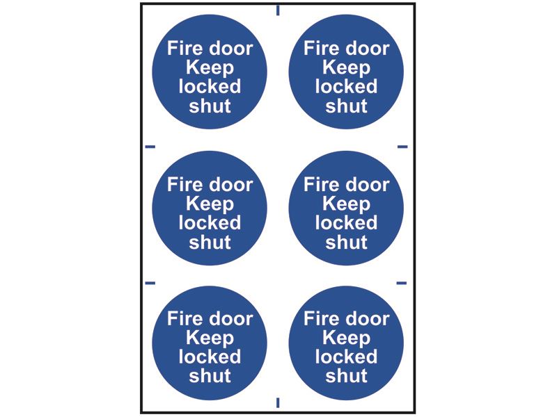 Fire Door Keep Locked Shut - 6 PVC Signs 100 x 100mm