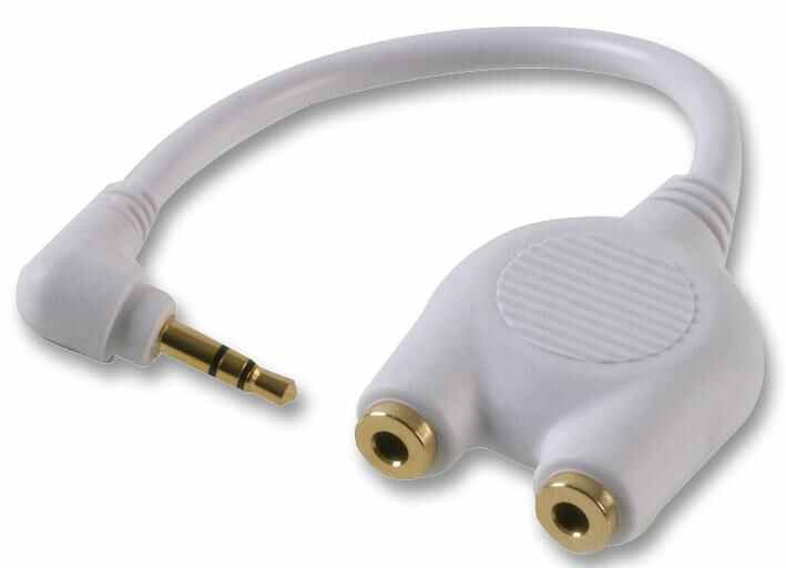 3.5mm Right Angled Male to Twin 3.5mm Female Stereo Jack Y Splitter
