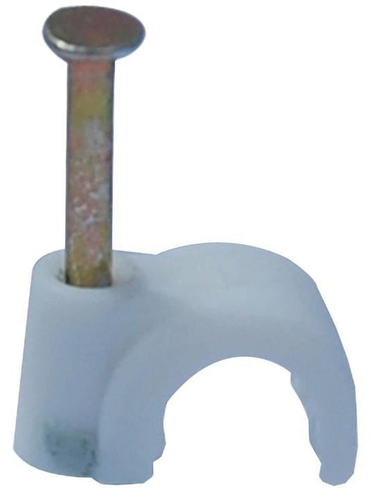 10mm Round Cable Clips White - 100 Pack