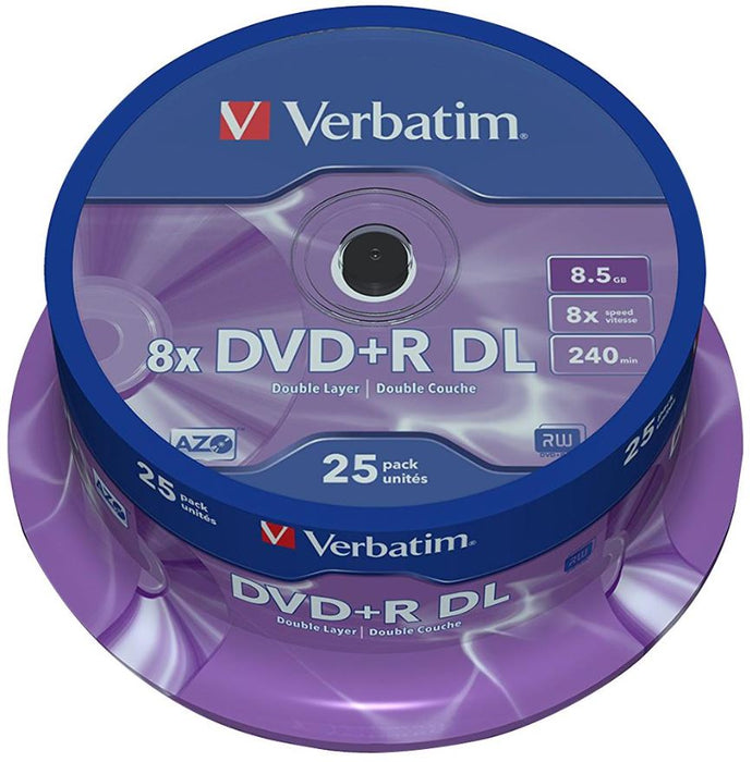 8x Speed DVD+R DL Blank Discs - 25 Pack Spindle