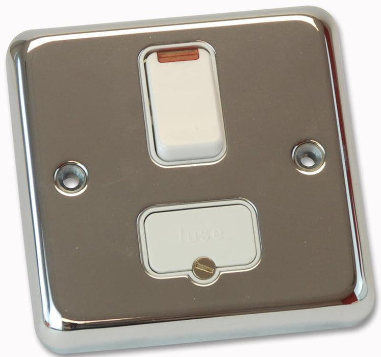 Albany Plus 13A DP Switched Fused Spur with Neon, Polished Chrome / White