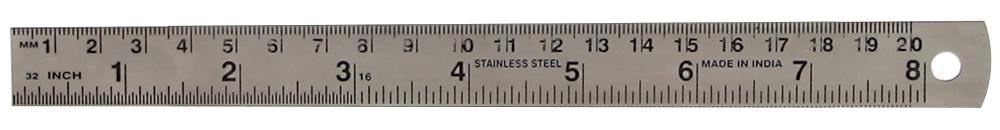 DURATOOL - 8" (200mm) Stainless Steel Ruler with Metric/Imperial Marking, Satin