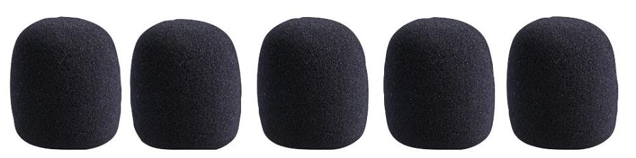 Black Microphone Windshields, Pack of 5