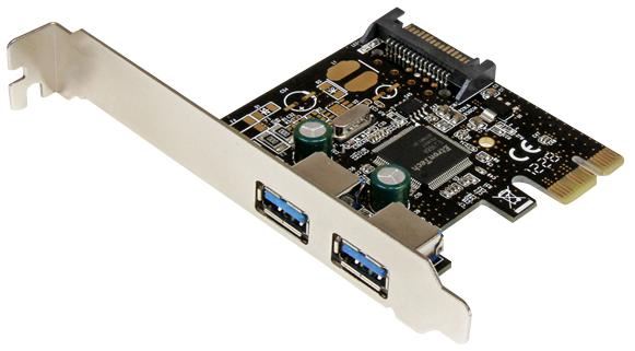 2-Port PCI-Ex SuperSpeed USB 3.0 Controller Card with SATA Power