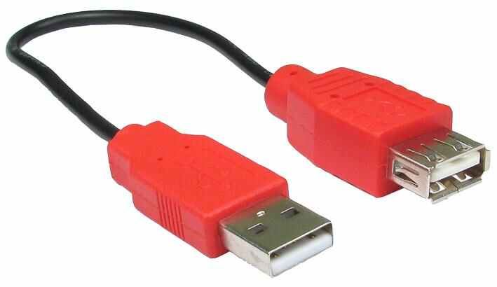 USB A Male to Female Power Only Adaptor Lead, 0.2m