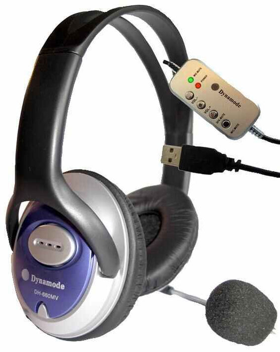 DYNAMODE - USB Stereo Headset with Boom Mic - Skype Compatible