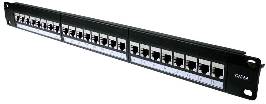 1U 24 Port Cat6a Shielded Keystone Jack Patch Panel