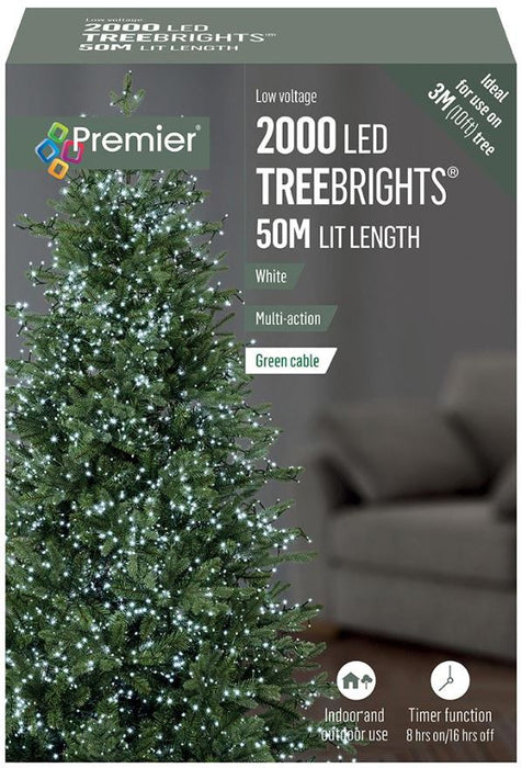 2000 LED White Christmas Tree Lights with Timer, 50m