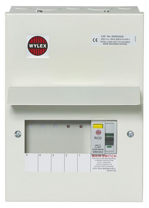 5-Way Metal Consumer Unit, 100A 30mA RCD