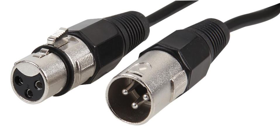 3 Pin XLR Male to XLR Female Microphone Lead, 50m Nickel
