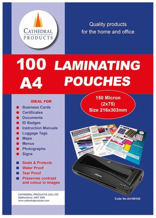 A4 150 Micron Laminating Pouches - Pack of 100