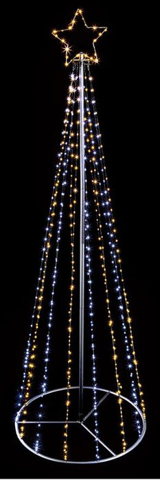 Raraion - 595 LED Pin Wire Pyramid Tree with Star, 2.1m