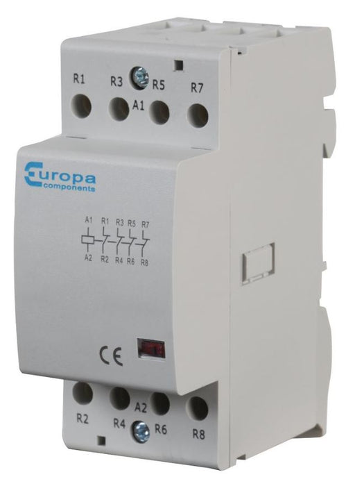 4 Pole Modular DIN Rail Contactor, 25A, N/O, 230V