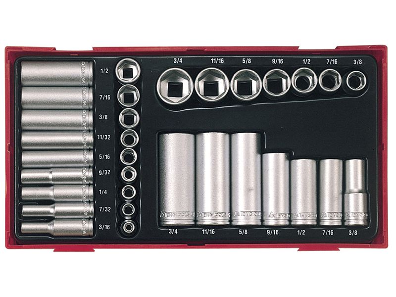 TTAF32 Regular/Deep Socket Set, 32 Piece - 1/4 & 3/8in Drive