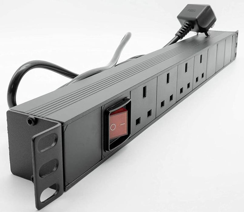 1U 4 Way Switched 13A Mains Sockets Horizontal PDU