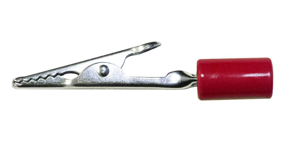 Steel Crocodile Clip with Acetate Handle, 10A, Red