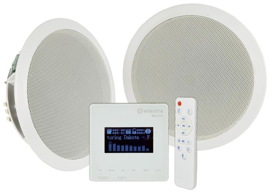 2x 15W In-Wall Amplifier USB/SD/FM/BT with Speakers and IR Remote