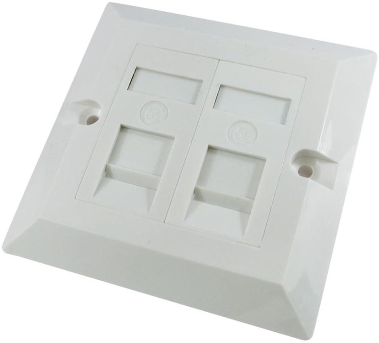 1-Gang Twin Socket RJ45 Cat5e Faceplate White