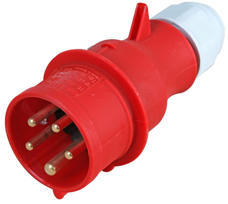 32A, 415V, Cable Mount Multi-Grip CEE Plug, 3P+N+E, Red, IP44