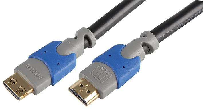 High Speed HDMI Lead with Ethernet, Male to Male, K-Lock Connectors, 1.8m