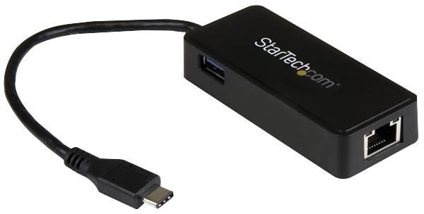 USB-C to Gigabit Network Adaptor with USB 3.0 Port, Black