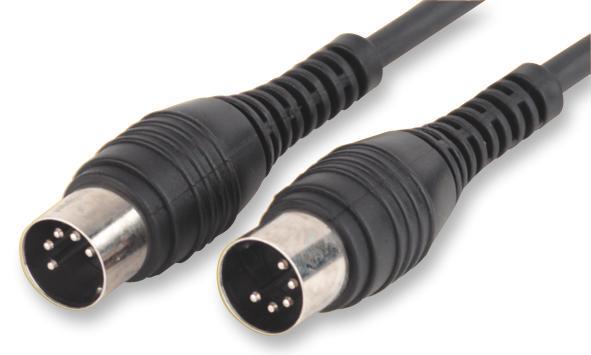 5 Pin 180 Degree MIDI DIN Plug to Plug Lead, 0.75m