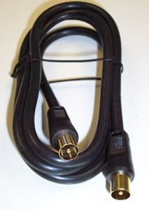 TV Aerial Coaxial Lead, Male to Male, Black