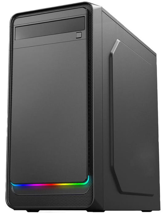 Home Micro ATX PC Tower Case with ARGB LED Strip, Black
