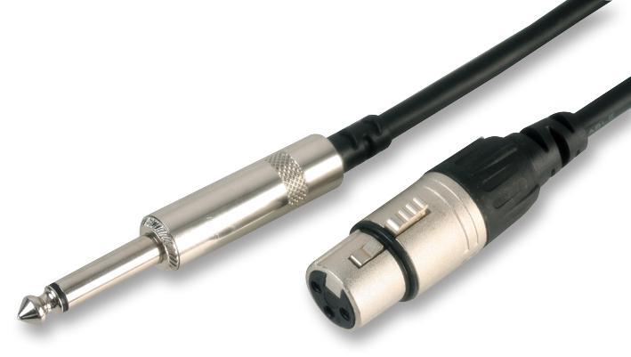 3 Pin XLR Socket to 6.35mm (1/4") Mono Jack Plug - Black