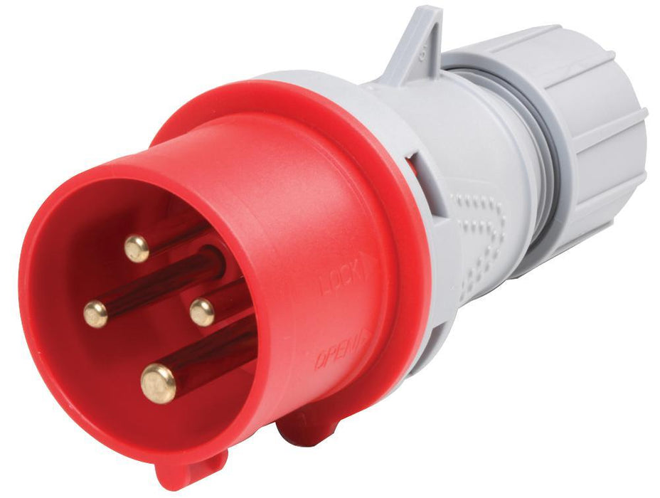 16A, 400V, Cable Mount CEE Plug, 3P+E, Red, IP44