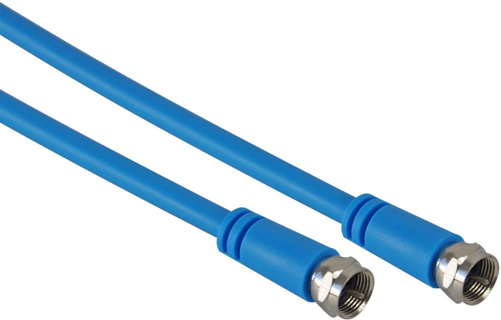 F-Type Satellite Coaxial Lead Male to Male, Blue, 1.5m