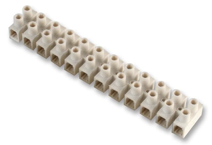 12-Way Terminal Block, White, Nylon