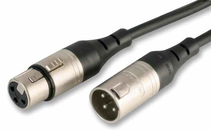 Flexible 3 Pin XLR Male to Female Lead - Black