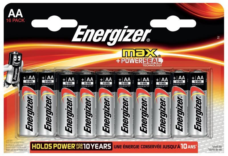 Max Alkaline AA Batteries 16 Pack