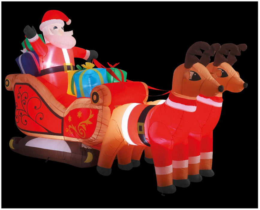 Raraion - 3m Christmas Inflatable Santa in Sleigh with Reindeers