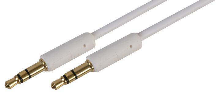 Slim 3.5mm Stereo Jack Plug to Plug Lead, White