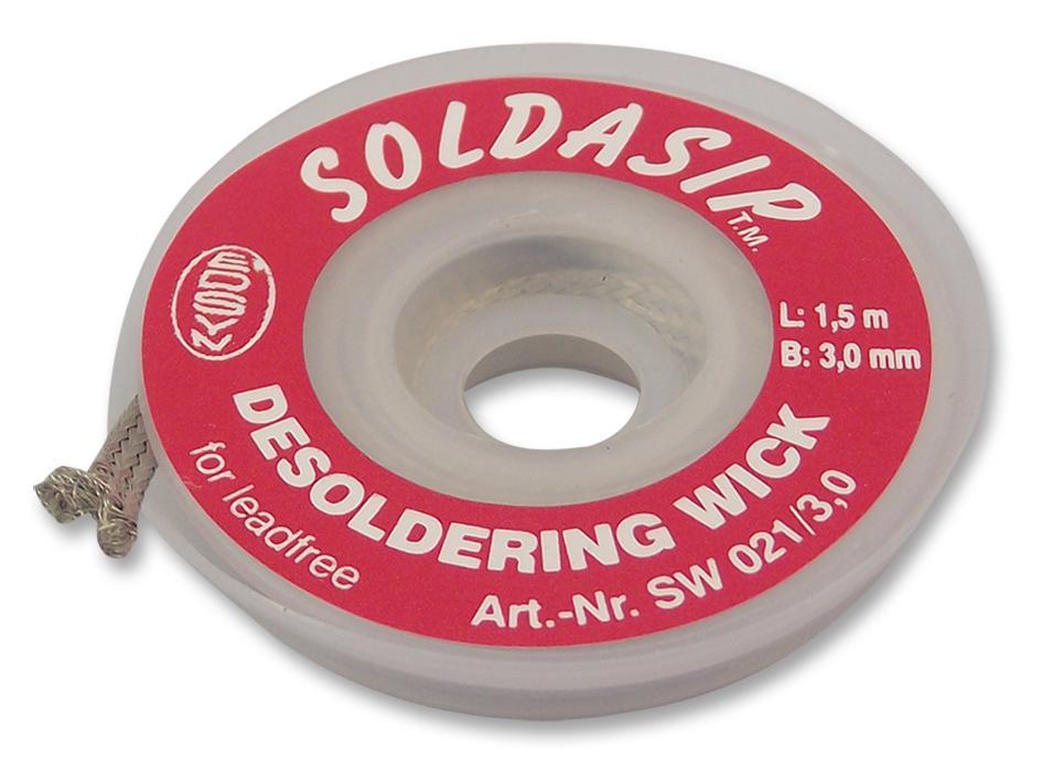 SOLDASIP Lead-Free Desoldering Braid - 3mm x 1.5m