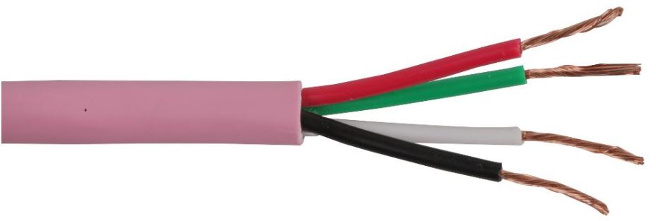 4-Core Unscreened Speaker Cable, 24/0.20mm, Pink, 50m