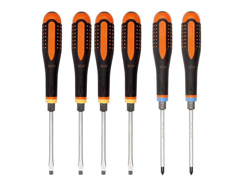 BE-9882TB ERGO™ Through Blade Screwdriver Set, 6 Piece