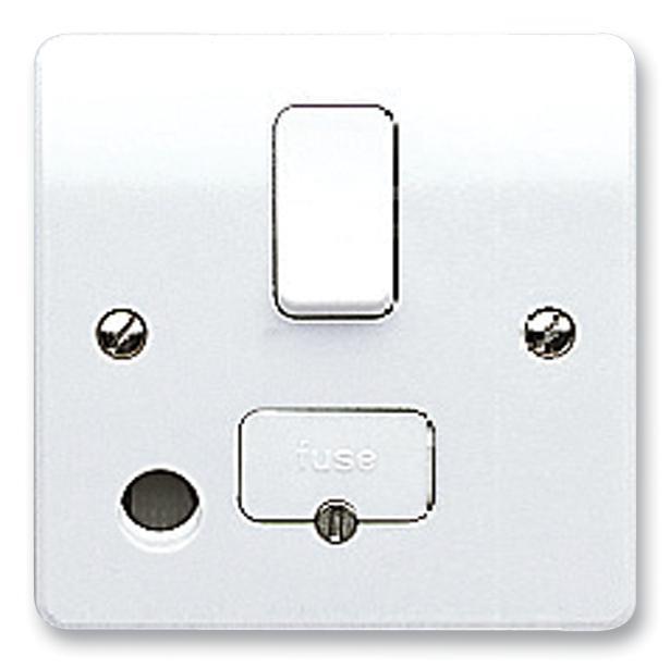 13A 1 Gang Switched Fused Spur with Front Flex Outlet, Flush Mount