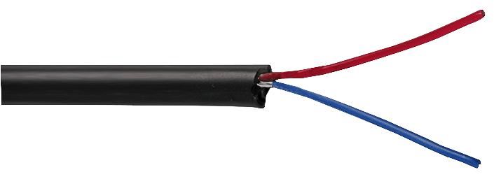 7-1-2A 2-Core Unscreened Cable, 0.1mm, Black, 25m