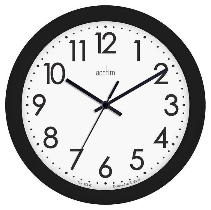 Abingdon Analogue Wall Clock, 255mm Diameter, Black/White