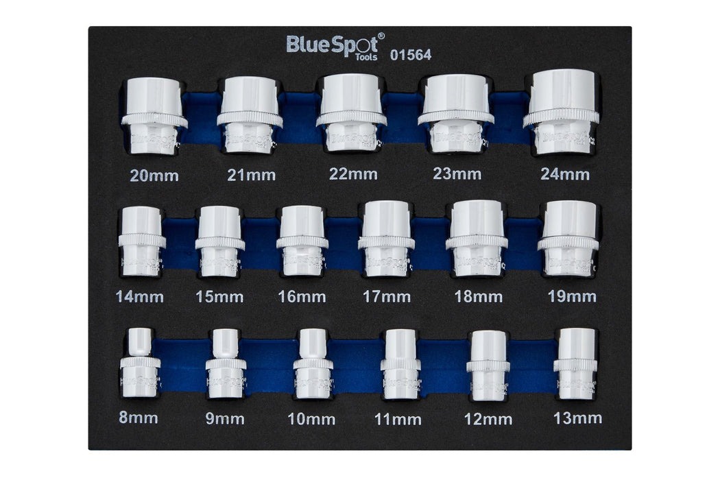 17 PCE 3/8" Metric Shallow Sockets (8-24mm) (EVA Foam)