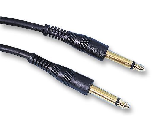 6.35mm (1/4") Mono Jack Plug to Plug Lead - Black