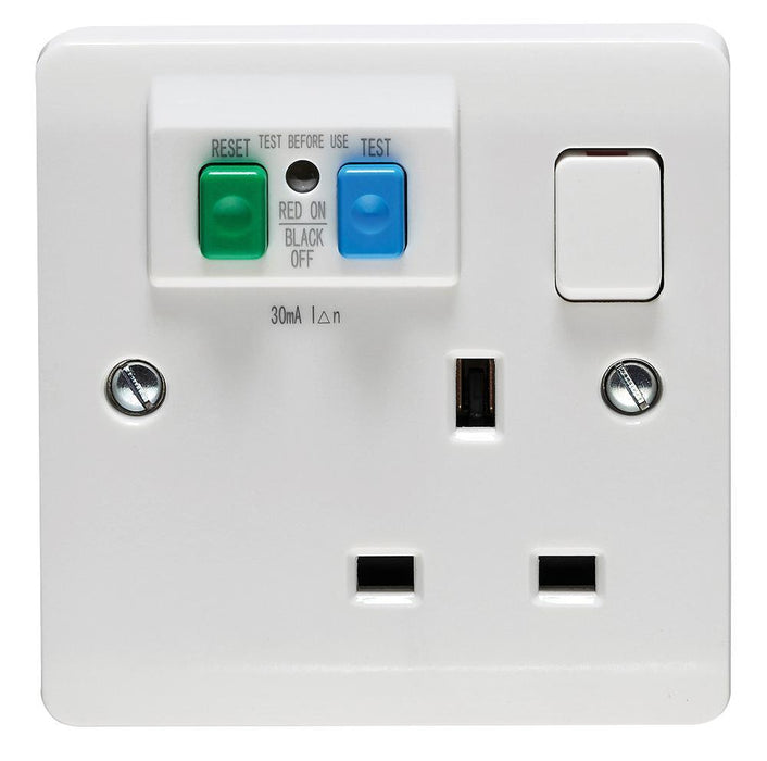 Instinct 1 Gang, Switched RCD Wall Socket, 13A