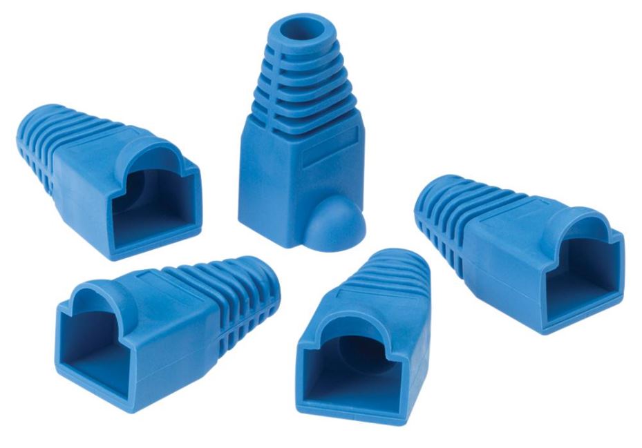 RJ45 Snagless Strain Relief Boots, Blue, Pack of 25