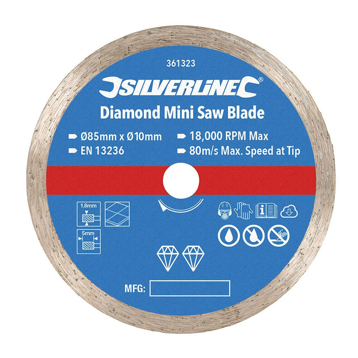 Diamond Mini Saw Blade - 85mm Dia - 10mm Bore