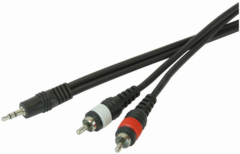 3.5mm Stereo Jack Plug To 2x Phono (RCA) Plugs Lead 3m