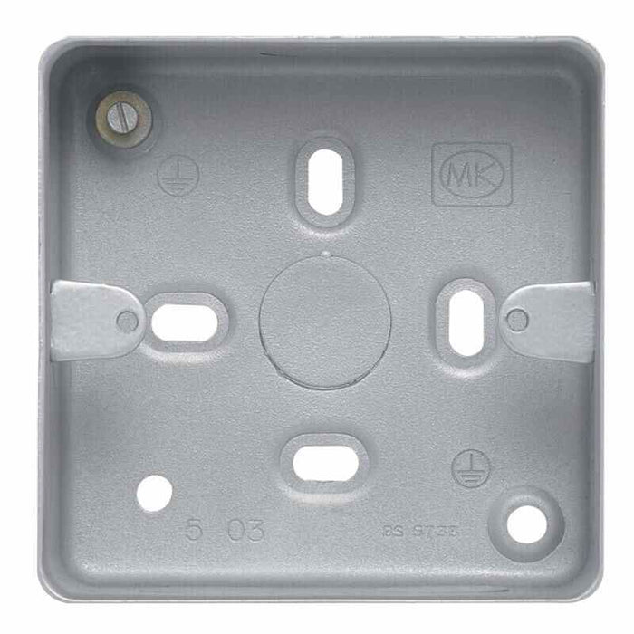 MK - 1-Gang Steel Surface Back Box with Knockouts, 40mm Depth